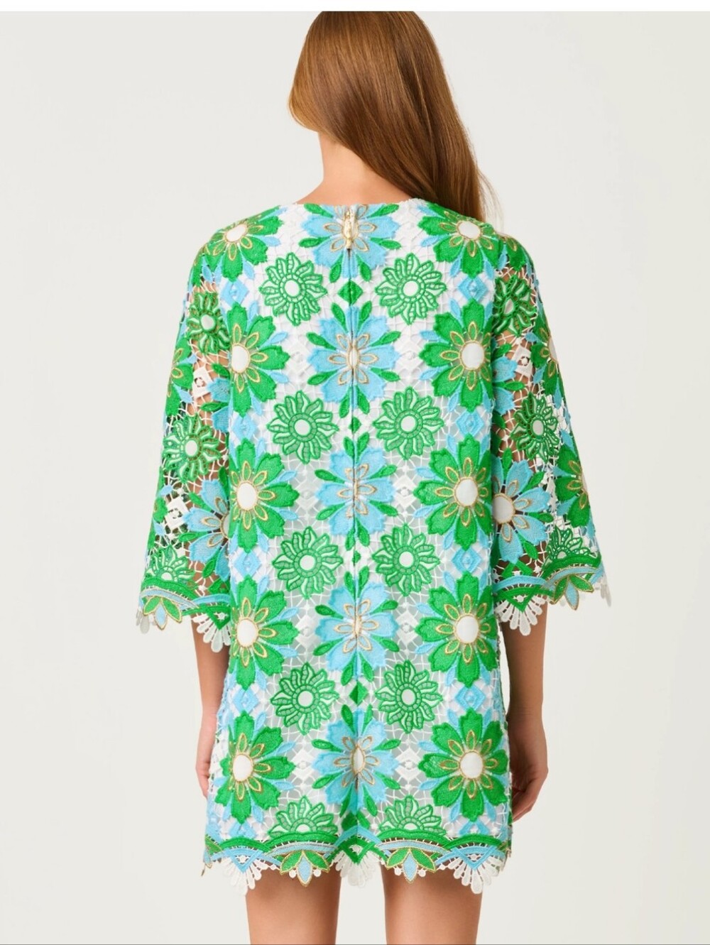 NWT Lilly Pulitzer Jouri 3/4 Sleeve Lace Dress Putting Green Sunshine Tile Lace - Picture 2 of 14